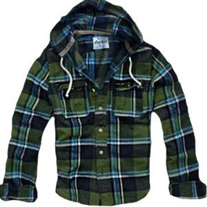 New Womens CALI HOLI Slim Skinny Fit Tunic Flannel Hoodie Shirt Jacket Green